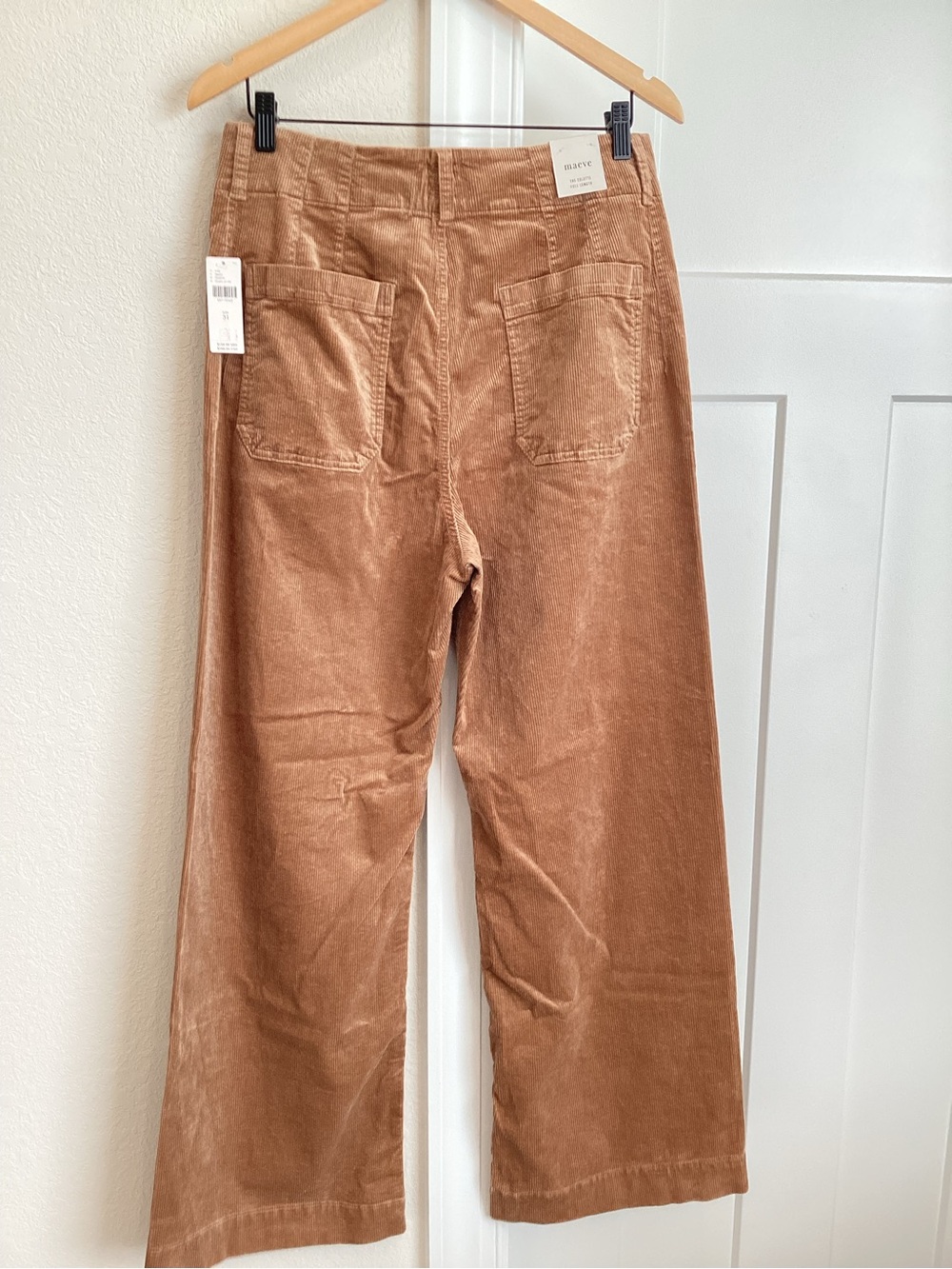 Anthropologie Colette Pants Maeve Wide Leg Full Length Corduroy New 31 Camel - Picture 5 of 10